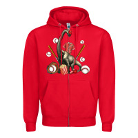 Red brachiosaurus with baseball Zipper Hoodie - Artiststas