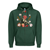Sports Green brachiosaurus with baseball Zipper Hoodie - Artiststas