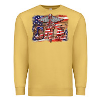 Antique Gold patriotic nurse certified nurse  assistant medilcal symbol  background Premium Sweatshirt - BarkalooDesign