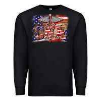 Black patriotic nurse certified nurse  assistant medilcal symbol  background Premium Sweatshirt - BarkalooDesign
