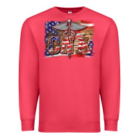 Cardinal patriotic nurse certified nurse  assistant medilcal symbol  background Premium Sweatshirt - BarkalooDesign