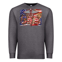 Charcoal Heather patriotic nurse certified nurse  assistant medilcal symbol  background Premium Sweatshirt - BarkalooDesign