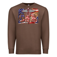 Chestnut patriotic nurse certified nurse  assistant medilcal symbol  background Premium Sweatshirt - BarkalooDesign