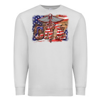 Dove Grey patriotic nurse certified nurse  assistant medilcal symbol  background Premium Sweatshirt - BarkalooDesign