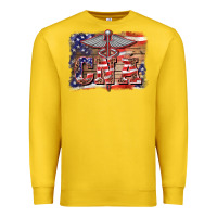 Lemon patriotic nurse certified nurse  assistant medilcal symbol  background Premium Sweatshirt - BarkalooDesign