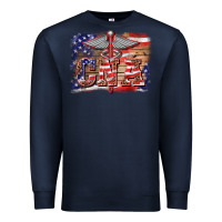 Navy patriotic nurse certified nurse  assistant medilcal symbol  background Premium Sweatshirt - BarkalooDesign