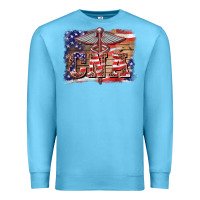 Ocean Blue patriotic nurse certified nurse  assistant medilcal symbol  background Premium Sweatshirt - BarkalooDesign