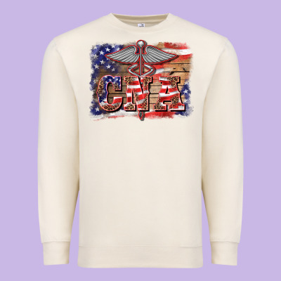 Patriotic Nurse Certified Nurse  Assistant Medilcal Symbol  Background Premium Sweatshirt Designed By Barkaloodesign