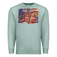 Seafoam patriotic nurse certified nurse  assistant medilcal symbol  background Premium Sweatshirt - BarkalooDesign