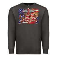 Smoke patriotic nurse certified nurse  assistant medilcal symbol  background Premium Sweatshirt - BarkalooDesign