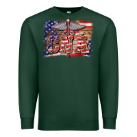 Sports Green patriotic nurse certified nurse  assistant medilcal symbol  background Premium Sweatshirt - BarkalooDesign
