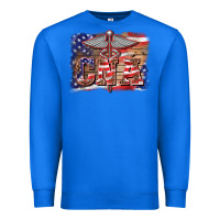 True Royal patriotic nurse certified nurse  assistant medilcal symbol  background Premium Sweatshirt - BarkalooDesign