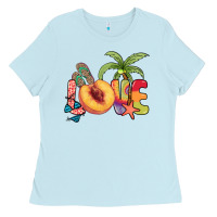 Baby Blue Love peach summer Ladies Tee - NancyCooperArtShop