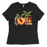 Black Love peach summer Ladies Tee - NancyCooperArtShop