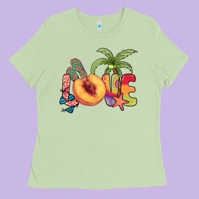 Love Peach Summer Ladies Tee Designed By Nancycooperartshop