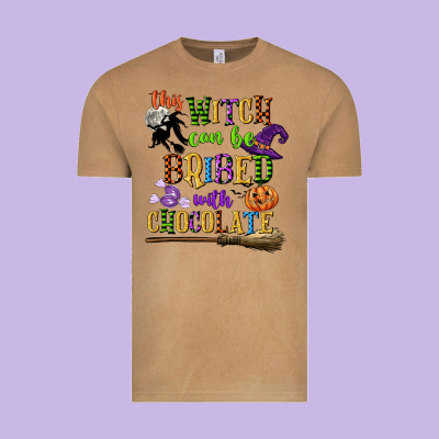 This Witch Can Be Bribed With Chocolate Vintage Tee Designed By Cowgirlartshop