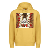 Antique Gold Baseball Mom Messy Bun Premium Hoodie - CowhideDigitalArt
