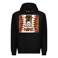 Black Baseball Mom Messy Bun Premium Hoodie - CowhideDigitalArt