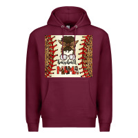 Burgundy Baseball Mom Messy Bun Premium Hoodie - CowhideDigitalArt