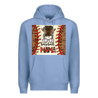 Colony Blue Baseball Mom Messy Bun Premium Hoodie - CowhideDigitalArt
