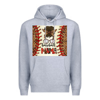 Heather Grey Baseball Mom Messy Bun Premium Hoodie - CowhideDigitalArt