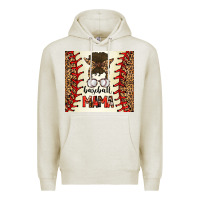 Oatmeal Heather Baseball Mom Messy Bun Premium Hoodie - CowhideDigitalArt