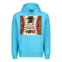 Ocean Blue Baseball Mom Messy Bun Premium Hoodie - CowhideDigitalArt