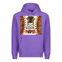 Purple Baseball Mom Messy Bun Premium Hoodie - CowhideDigitalArt