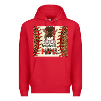 Red Baseball Mom Messy Bun Premium Hoodie - CowhideDigitalArt