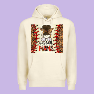 Baseball Mom Messy Bun Premium Hoodie Designed By Cowhidedigitalart