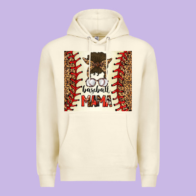 Baseball Mom Messy Bun Premium Hoodie Designed By Cowhidedigitalart
