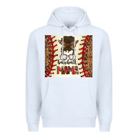 White Baseball Mom Messy Bun Premium Hoodie - CowhideDigitalArt