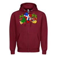 Burgundy dominican republic hearts Zipper Hoodie - Artiststas
