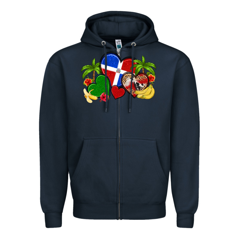 Dominican Republic Hearts Zipper Hoodie by Artiststas | Teevron