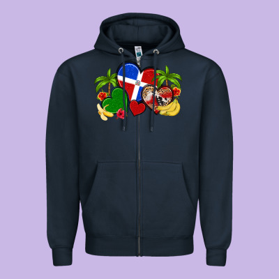 Dominican Republic Hearts Zipper Hoodie Designed By Artiststas