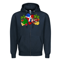 Navy dominican republic hearts Zipper Hoodie - Artiststas