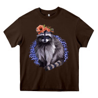 Chocolate Brown Raccoon with Flowers Heavy Core Tee - Bettercallsaul