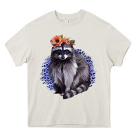 Cream Raccoon with Flowers Heavy Core Tee - Bettercallsaul