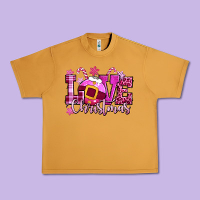 Love Christmas Pink Urban Heavy Tee Designed By Cowgirlartshop