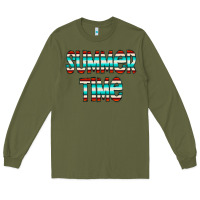 Army Green summer time serape doodle Long Sleeve Tee - CowCowDesign