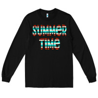 Black summer time serape doodle Long Sleeve Tee - CowCowDesign