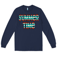 Navy summer time serape doodle Long Sleeve Tee - CowCowDesign