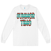 White summer time serape doodle Long Sleeve Tee - CowCowDesign