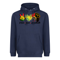 Navy peace love juneteenth Heavyweight Hoodie - BarkalooDesign