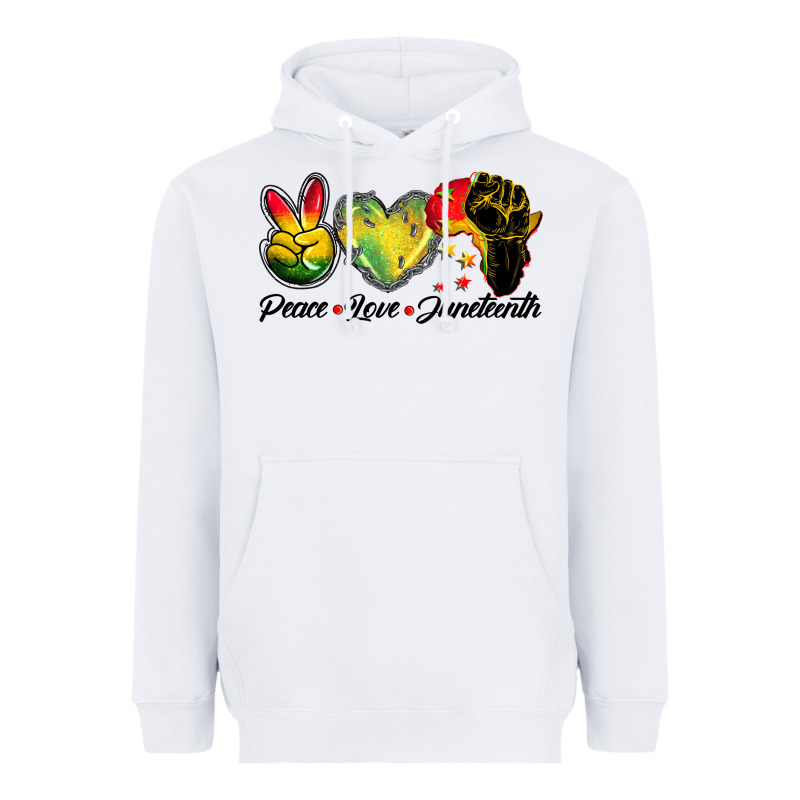 Peace Love Juneteenth Heavyweight Hoodie by BarkalooDesign | Teevron