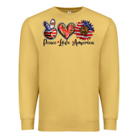 Antique Gold peace love america Premium Sweatshirt - BarkalooDesign