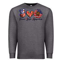 Charcoal Heather peace love america Premium Sweatshirt - BarkalooDesign