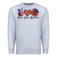 Heather Grey peace love america Premium Sweatshirt - BarkalooDesign
