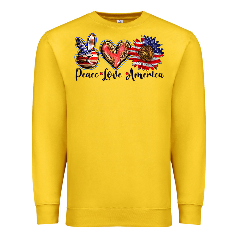 Peace Love America Premium Sweatshirt by BarkalooDesign | Teevron
