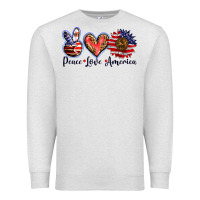 Oatmeal Heather peace love america Premium Sweatshirt - BarkalooDesign